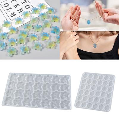 Alphabet Puzzle Puzzle Silikonform Buchstabe Zahl Oval Ohrring Anhänger Charm Harz Gießform DIY Bastelzubehör