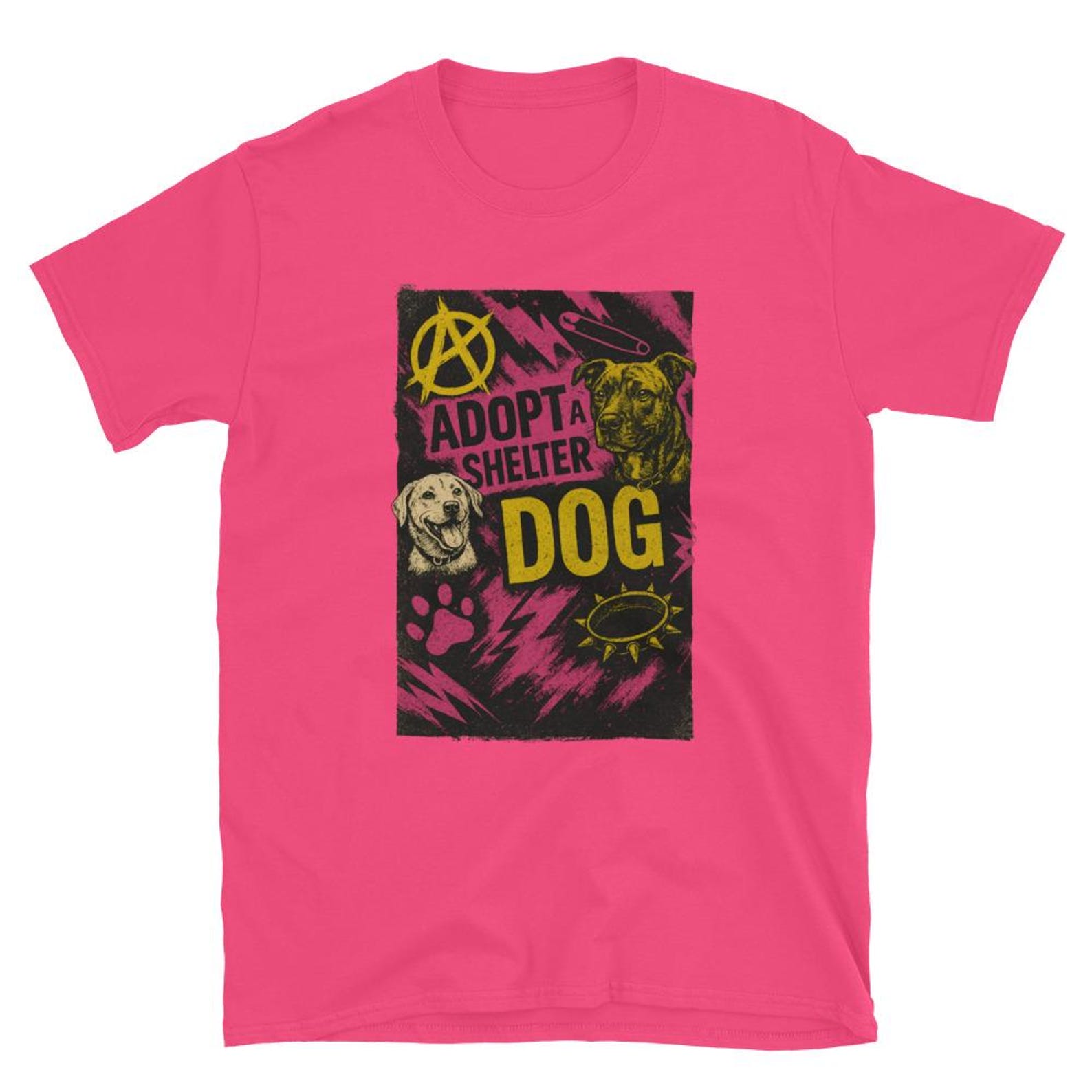 Adopt a shelter dog punk design Short-Sleeve Unisex T-Shirt 3XL