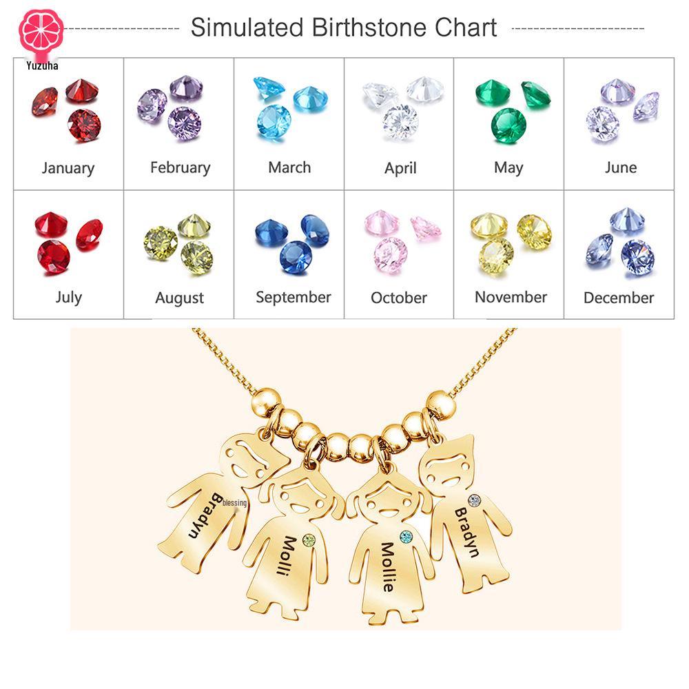 Engraved Stainless Steel Doll Necklace with Rhinestones – Personalized Family Names for Boys & Girls, Perfect Christmas Gift