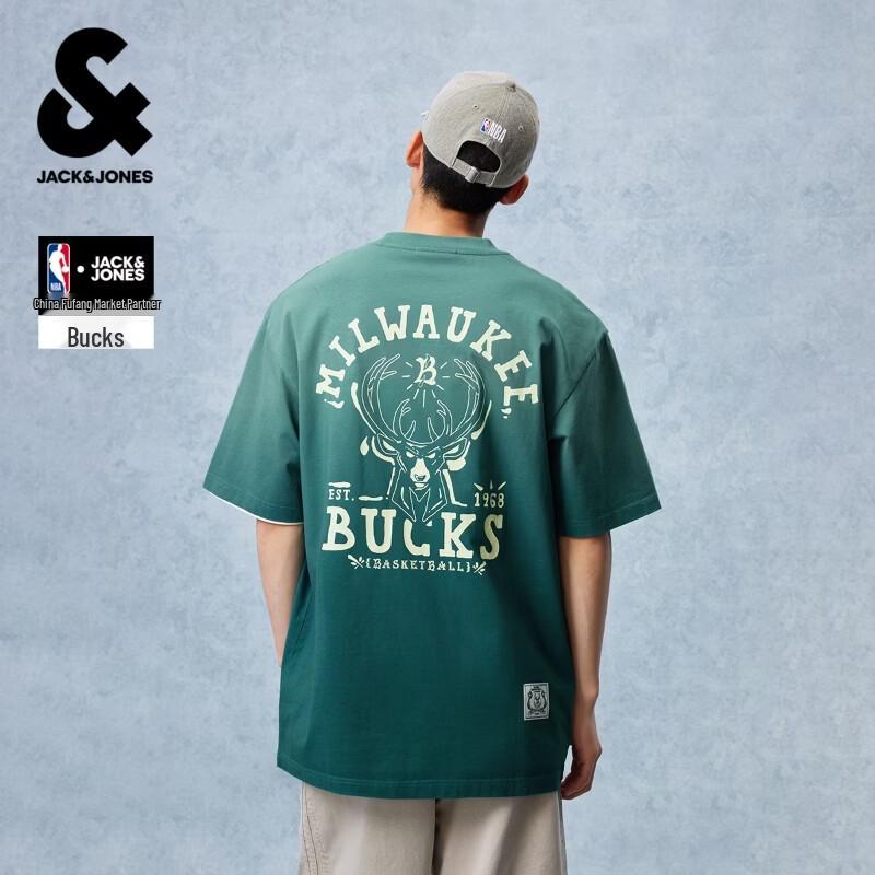 JACK&JONES NBA Milwaukee Bucks Men s Loose Fit Cotton T-shirt L