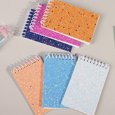 Twin-Wire Binding Notepads 20 Sheet Unlined Pocket Notepads Wirebound Sketchbook with Sequins Covers for Writing Drawing