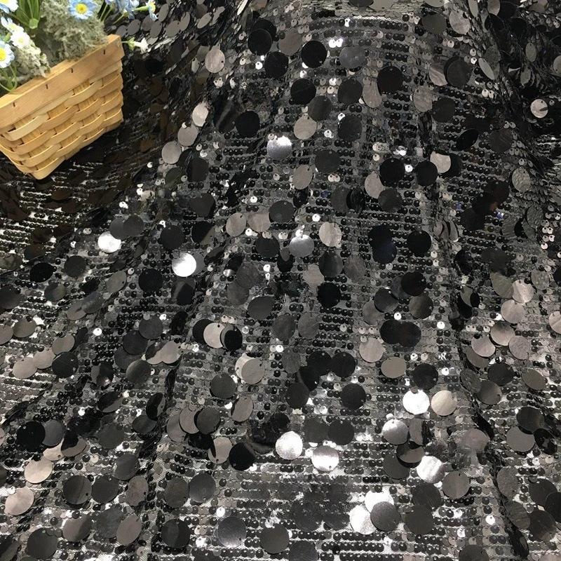 1yards 5+18mm Silver Shiny Beaded Fabric for DIY Sewing Stage & Costume Dress Background Clothing Supplies Handmade DIY Etc.
