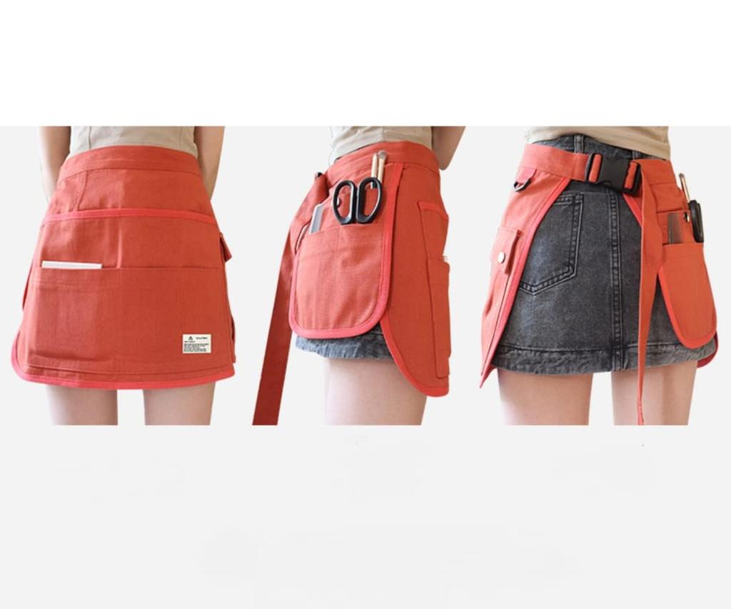 Stylish and Cute Cafe Apron, Short Apron, Half-length Apron with Pocket, Plain Apron, Waist Wrap, Waterproof and Stain-resistant, Simple Apron for