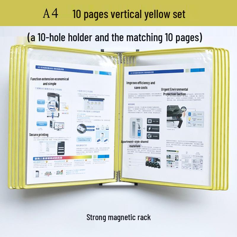 A4 10-Page Strong Magnetic Wall-Mounted Display Folder Rack