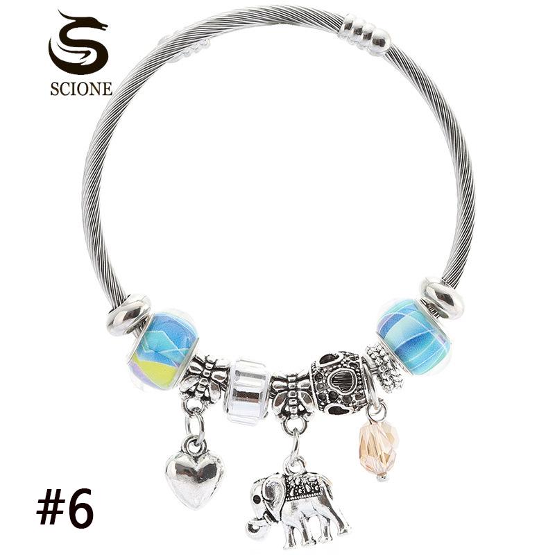 

LUXY MOON женский маленький браслет из нержавеющей стали с напечатанными стеклянными бусинами браслет из бисера для женщин 6