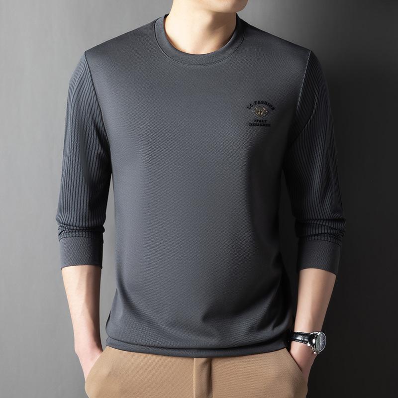 Spring New Men's Sweatshirts, Fashionable Casual Long-sleeved T-shirts, Young Men's Tops, Round-neck Bottoming Shirts