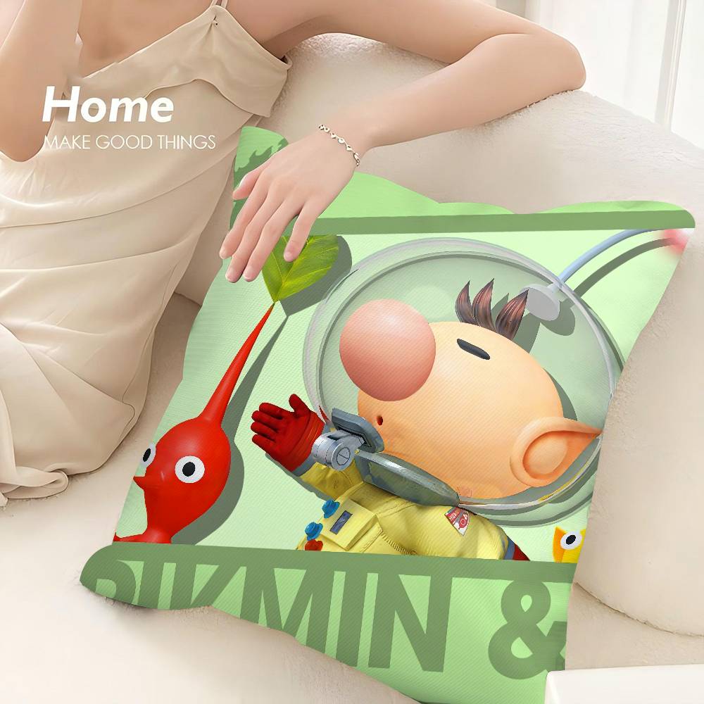 Cartoon P-PIKMINS Pillow Case Sofa Decorative Home Double-sided Print Plush Square Throw Pillow Covers Cushion Decor Cover