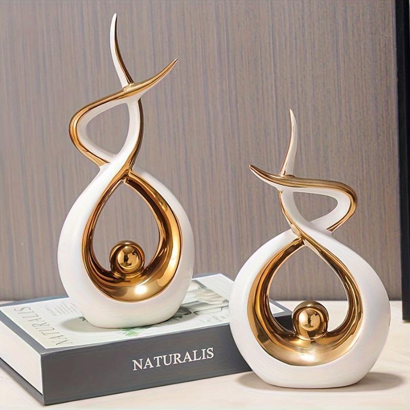 2pcs Set a Pair of Home Decoration Pieces Elegant Decorative Bottles Resin Process Abstract Geometric Design Suitable for Living Room Porch