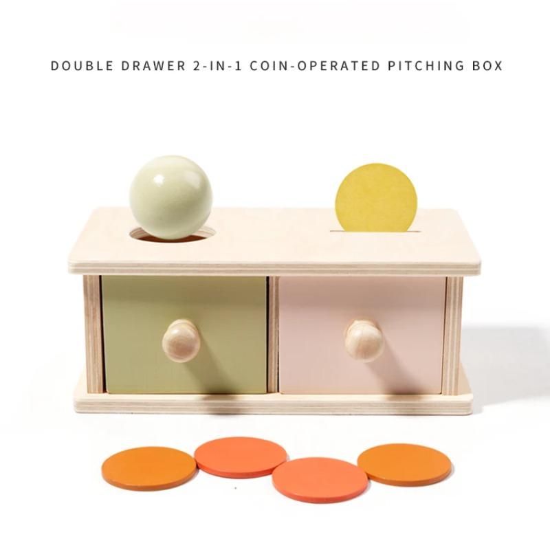 New Montessori Macarone Color Spinning Drum Match Coin Box Permanent Box Round Rectangular Box Kids Sensory Toys for Baby Gifts