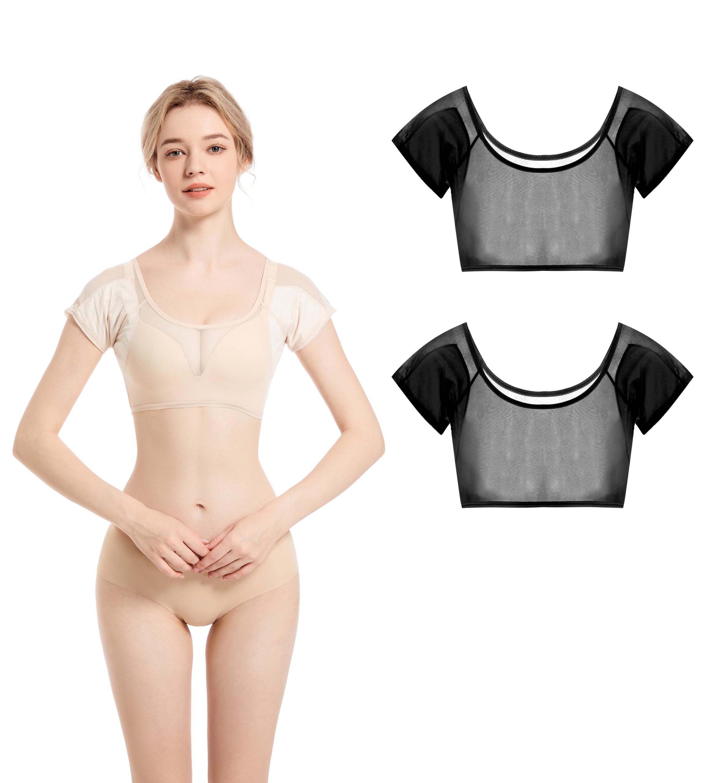 

VAVIICLO and with Underarm Sweat and Comfortable Material Women s Sweat-Absorbing Undershirt, Ultra-Fine See-Through Mesh, Moisture-Wicking,