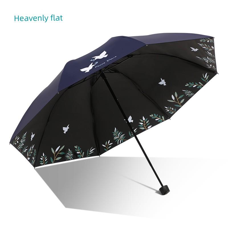 Paradise Umbrella Sun Protection Uv Protection Sun Umbrella Black Vinyl Sunshade Umbrella Lightweight Portable Folding Sun and Rain Umbrella Women's