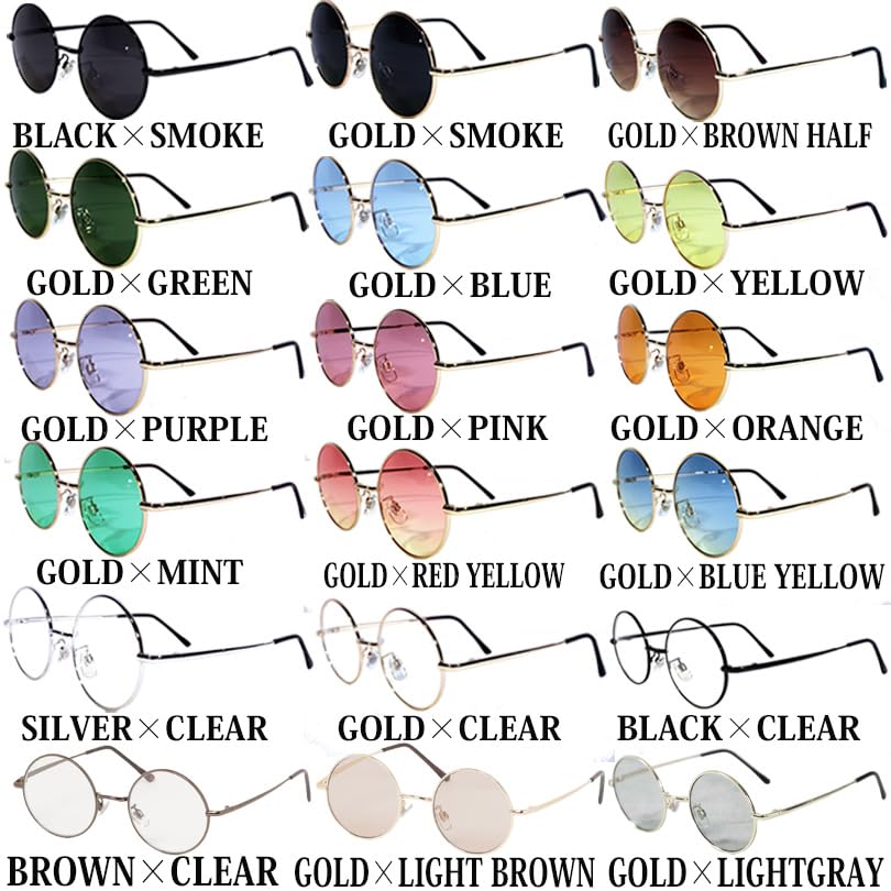EIGHT Round Metal Frame with Black x Clear F Sunglasses, Oval, Case,