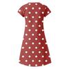 Women's Summer V-neck Short Sleeve Printed Cotton And Linen Dress