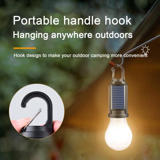 1/2/3Pcs Solar Camping Waterproof USB Rechargeable Light 3 Modes Adjustable Super Bright Outdoor Hiking