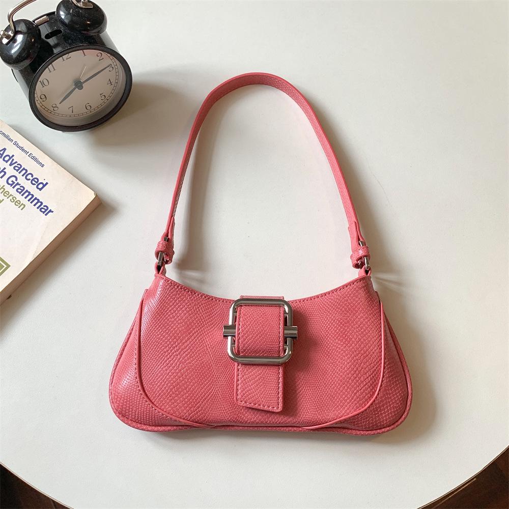Korean Chic Pink Baguette Shoulder Bag - Versatile, Fashionable, High-End Feel Handbag for Women розовый