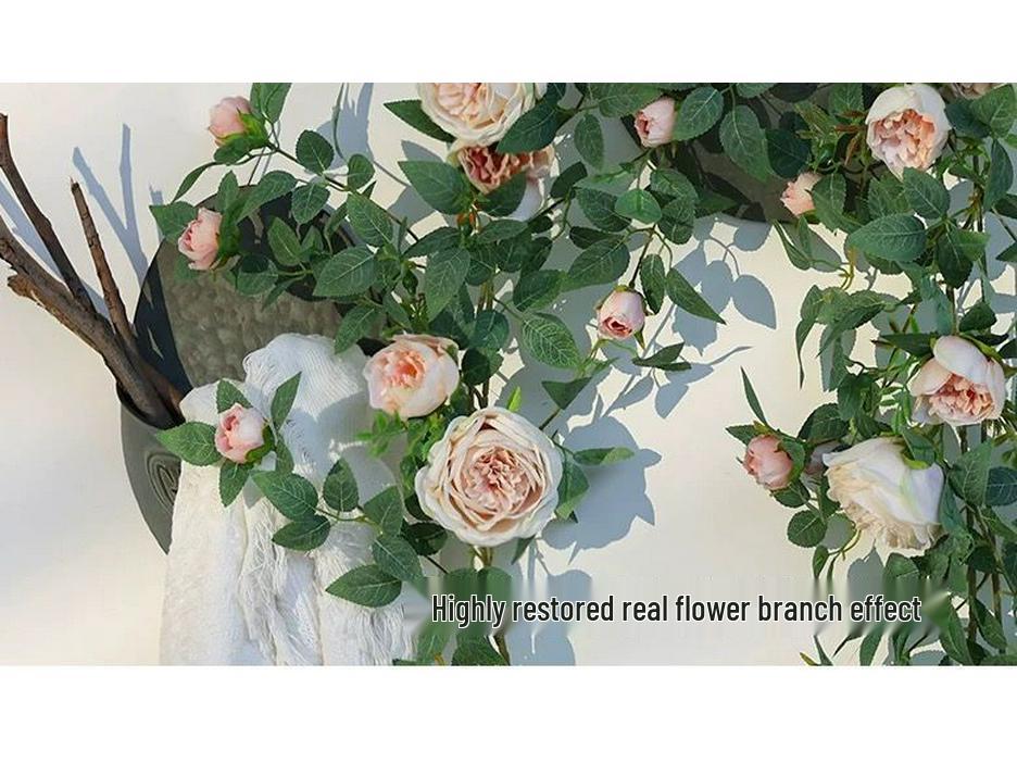 Artificial Rose Flower Vine Wall Decor for Air Conditioning Pipe and Storefronts