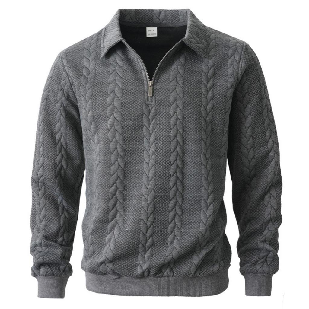 Lässiger Herren Pullover, Neuer Frühling Herbst Revers Langarm Strickware für Outdoor Freizeit Halber Reißverschluss Handel