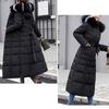 Womens Ladies Warm Plus Size Solid Color Hooded Single Breasted Medium Length Cotton Jacket Waistcoat Slim Cardigan Coat