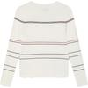 Fila 2023 Winter New Basic Solid Color Striped Knit Sweater Women Sweater Steam-White F11W341409FIV