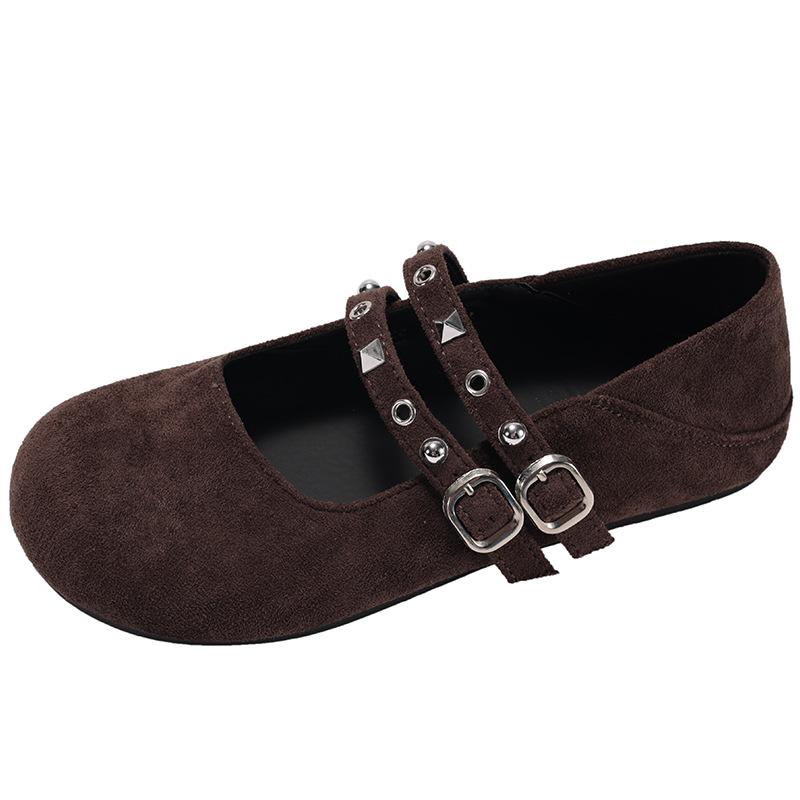 Queen Fan retro versatile flat-bottomed shallow mouth single shoes women's 2025 new autumn skirt soft-soled Mary Jane shoes