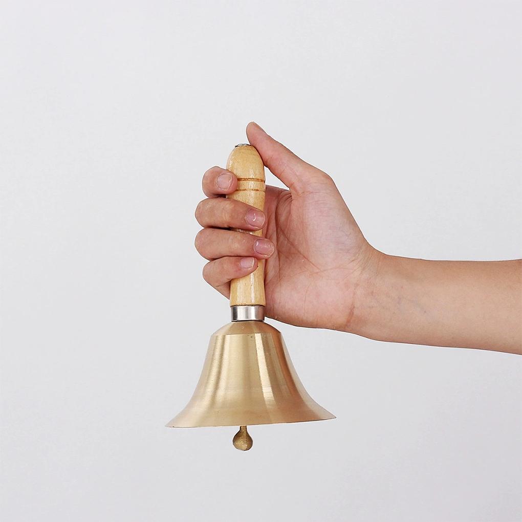 Festive Attention Christmas Hand Bell Wooden Handle Kindergarten Kids Christmas Jingle Ring Xmas Decorations Christmas Bells 8cm
