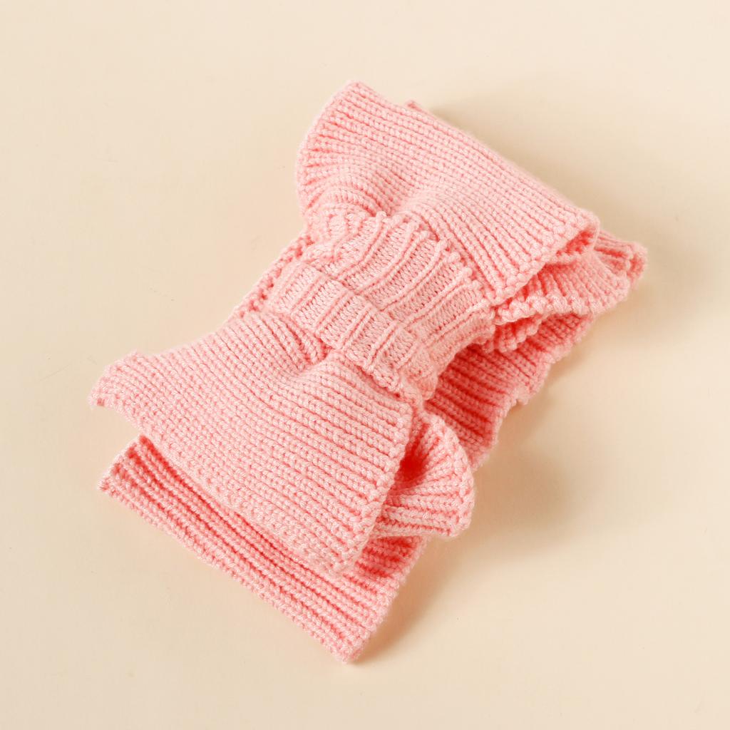 1pc Baby White Diy Woolen Double Layer High Elasticity Headband With Large Bowknot Decoration Love Valentine