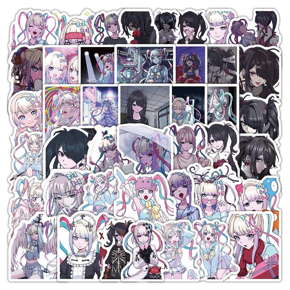 

60Pcs Cartoon kangel Stickers Anime Needy Girl Overdose DIY Stickers Scrapbooking Phone Luggage Skateboard Waterproof Decals різнокольоровий