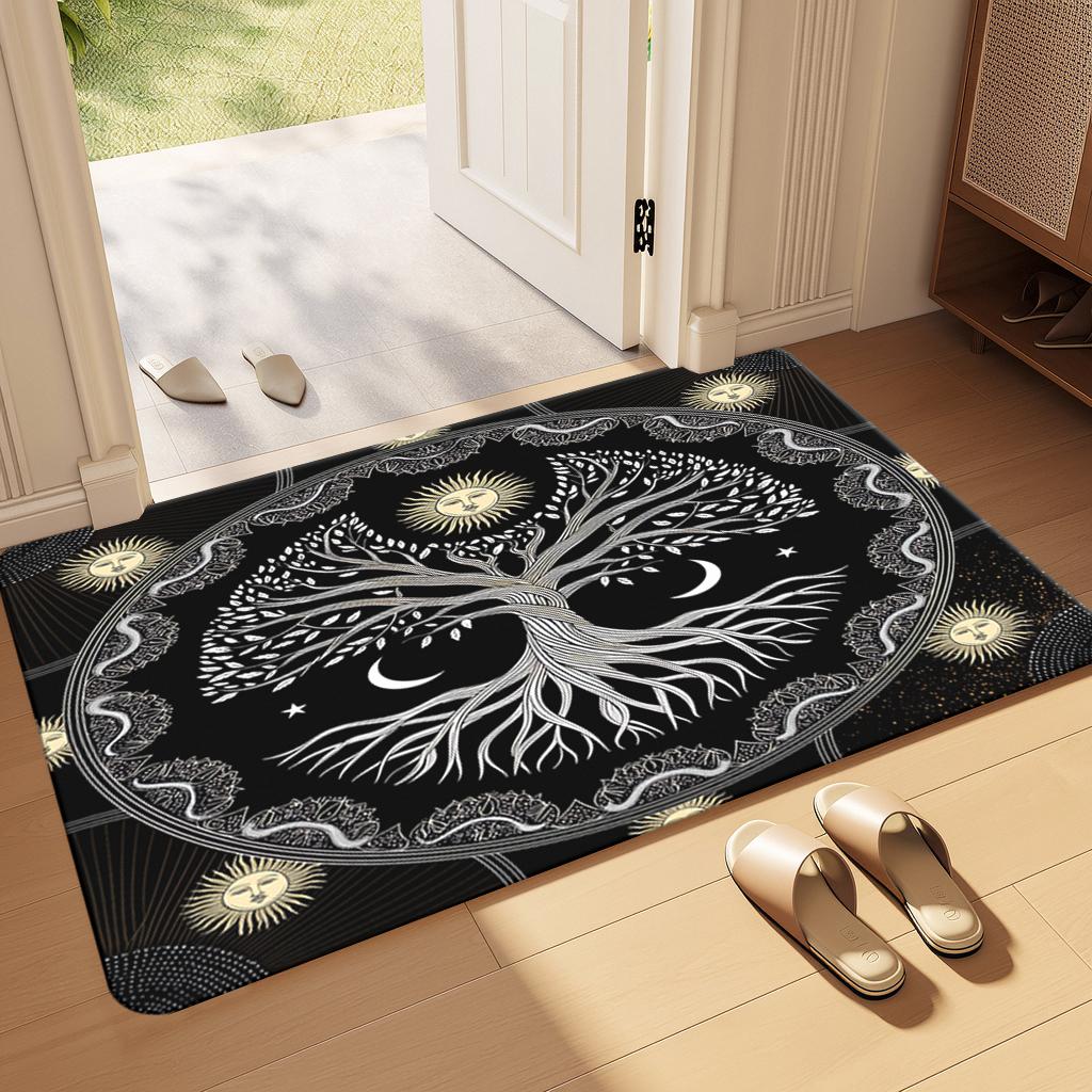 

Black Bohemian Sun Moon Rug for Living Room Bedroom Soft Rug Non Slip Home Balcony Entrance Decorative Doormat 40cmx60cm