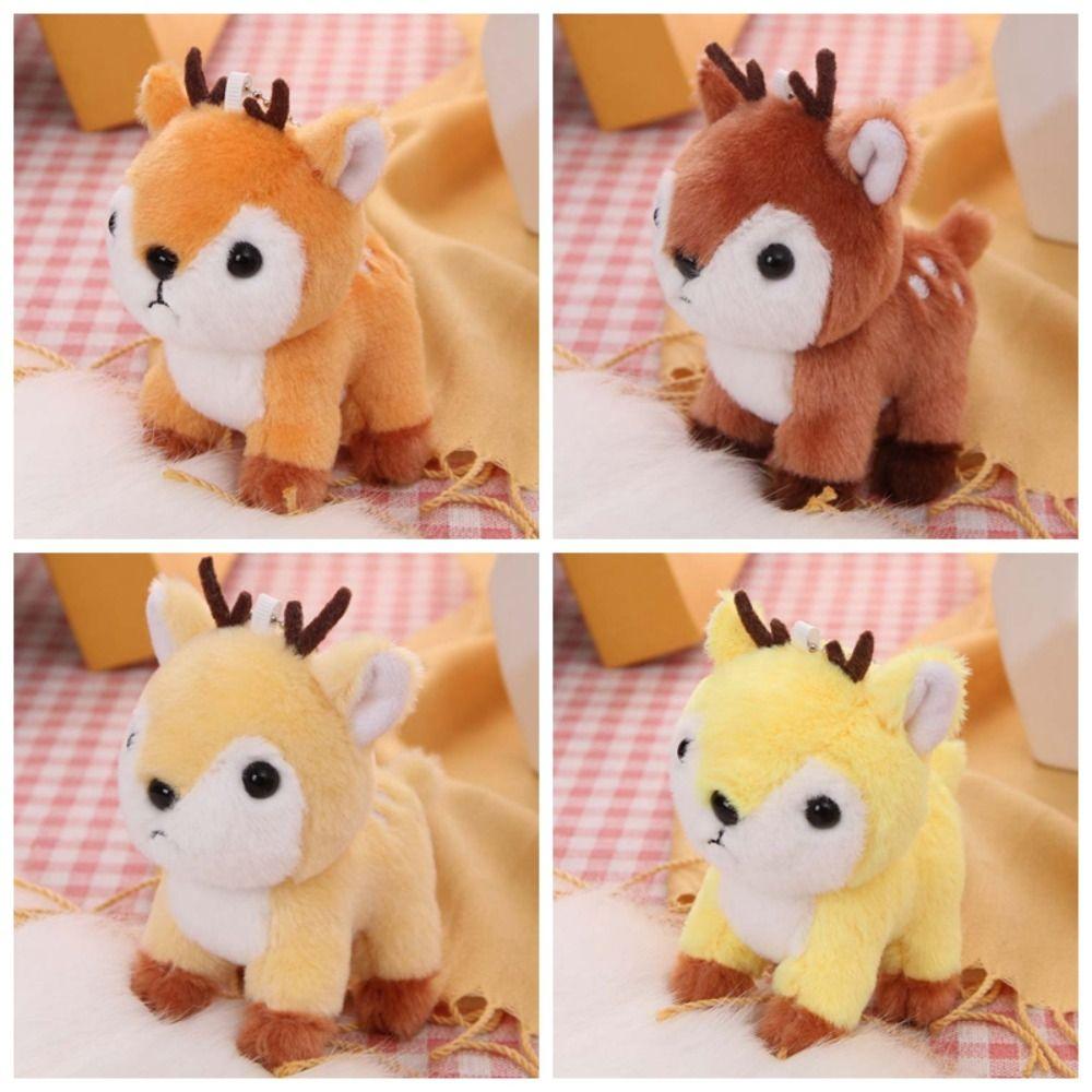 Fawn Keychain Stuffed Deer Keychain Key Ring Pendant Fluffy Elk Doll Deer Plush Toy  Hanging Decor