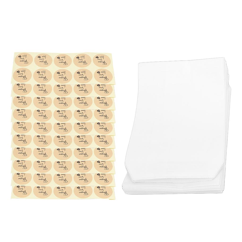100 buc Pungi plate de hârtie cu 100 buc Autocolante Autoadezive Hârtie Albă Translucidă Pungi pentru Gustări pentru