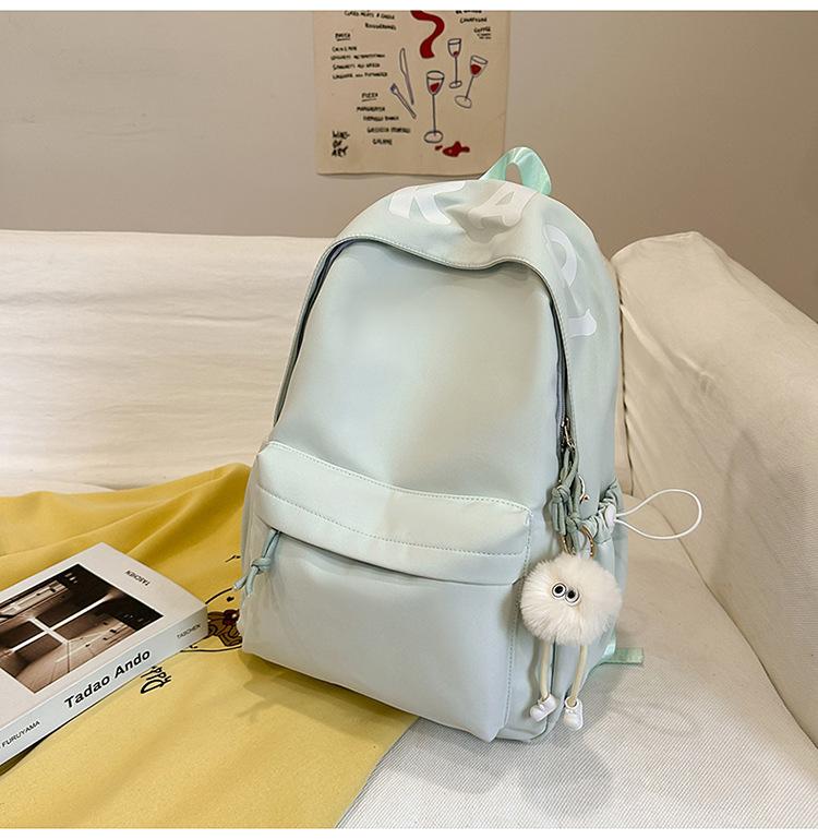 School bag Mori casual simple versatile college student school bag fresh and sweet solid color with letters light large capacity backpack
