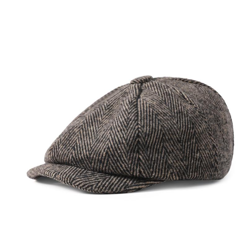 Bavlněný baret Pánská malířská čepice Newsboy čepice Klobouk Rybí kost Osmihranný klobouk