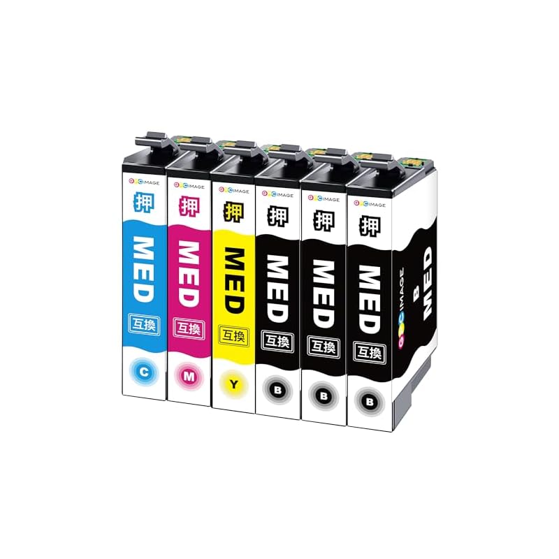 [Latest IC] GPC Image MED-4CL Ink for Epson Printers - Epson Compatible MED 4 Colors + 2 Black Cartridges, Total 6 Cartridges. Compatible with Epson