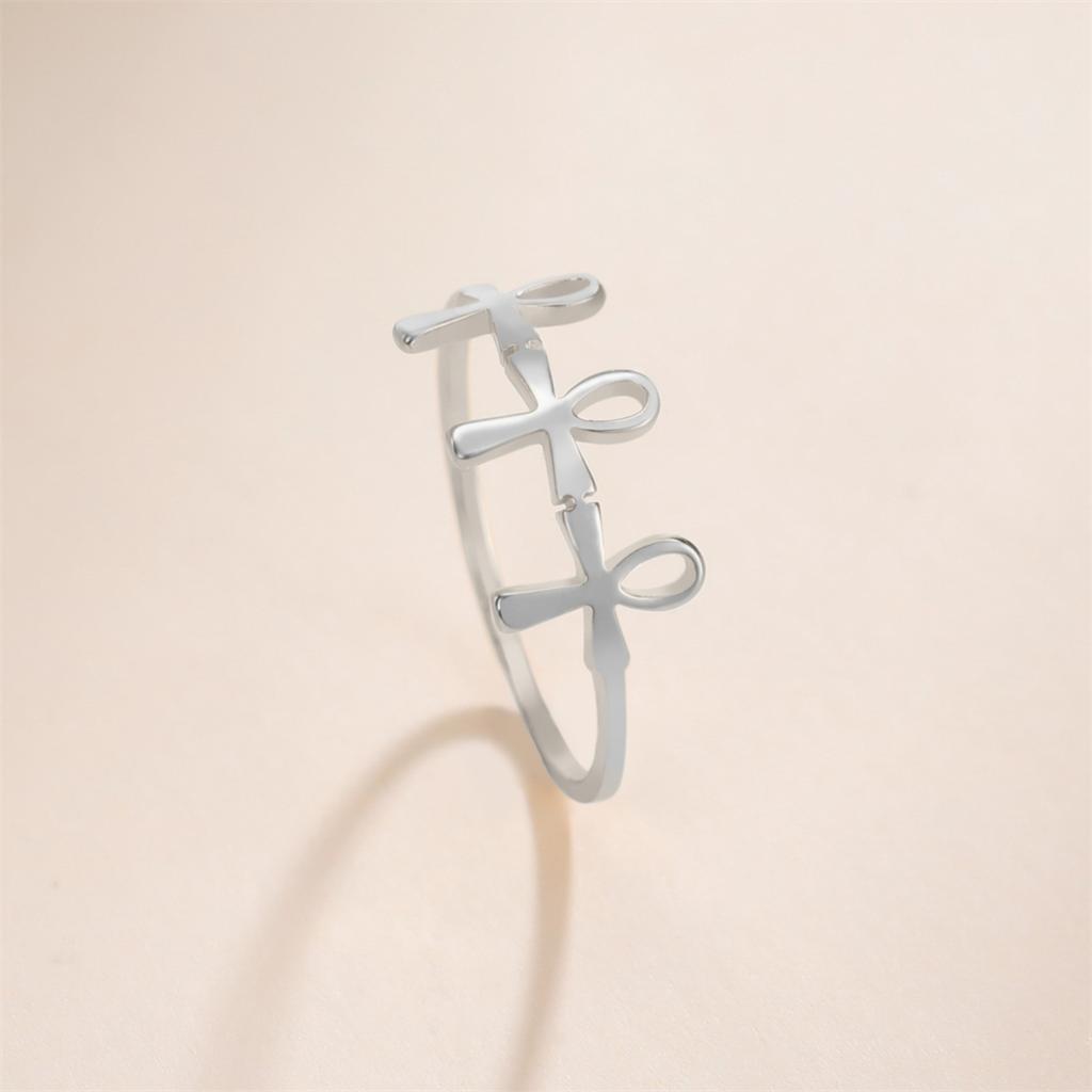  Egypt Ankh Cross Ring Stainless Steel Egyptian Key of Life Finger Rings for Women Vintage Amulet Jewelry Gifts Wholesale