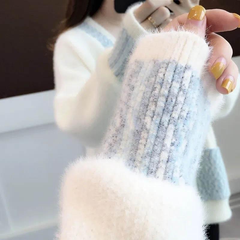 Sweater Women's Spring and Autumn Imitation Mink Velvet Knitted Cardigan Coat Female Student Korean Style Loose Sweater
