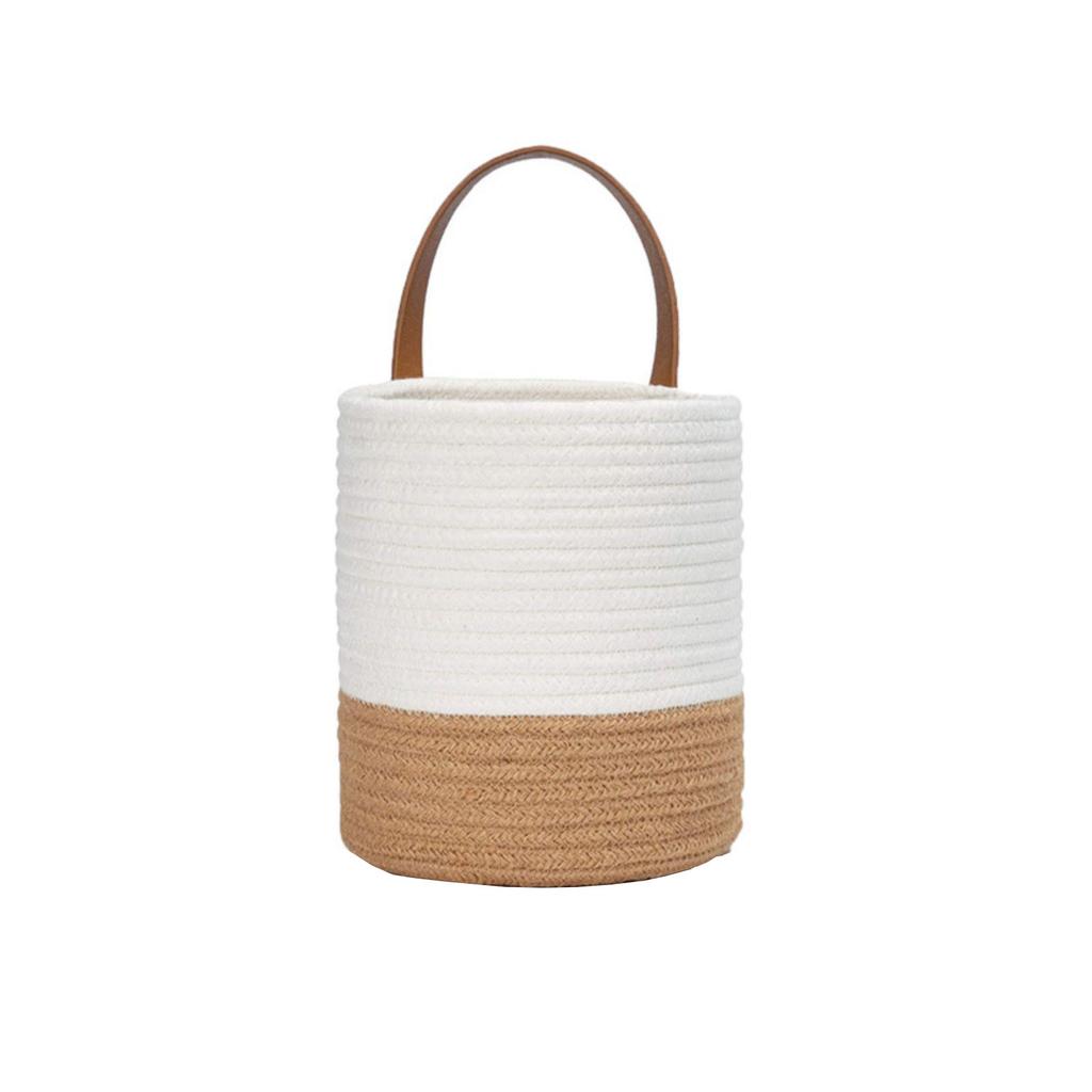 Wall Hanging Rope Basket With Artificial Decor, Jute Woven Storage Organizer Flower Plants Basket