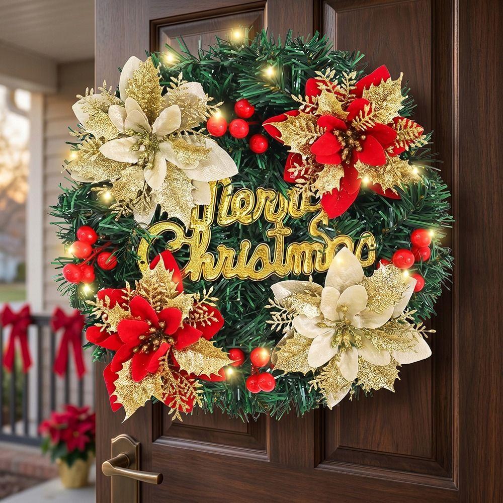 With Flower Christmas Decoration Home Decor Door Hanging Rattan Garland Christmas Wreath Home
