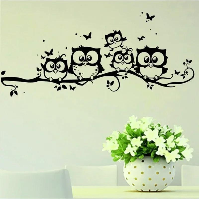 Wallpaper DIY Stickers Removable Waterproof Cartoon Animal Owl Wall Sticker Kids Home Decor for Living Room