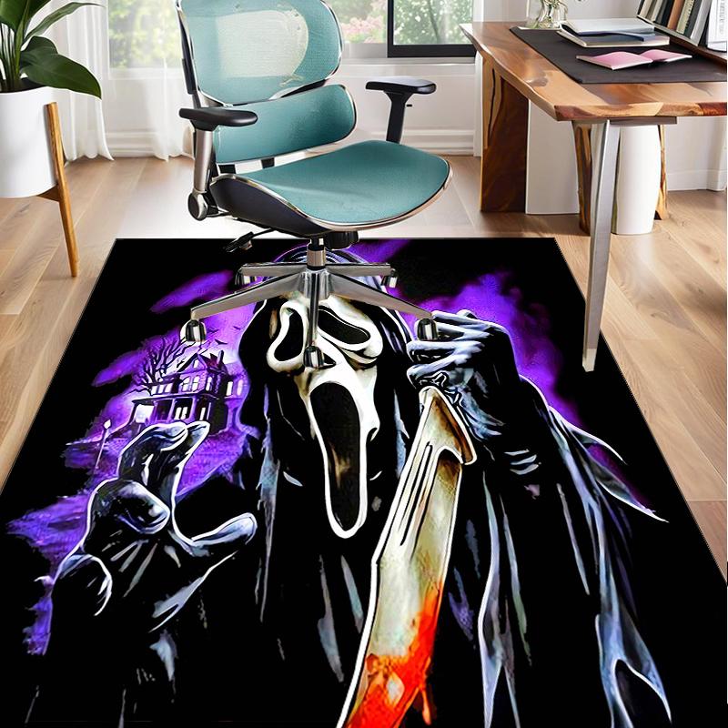Heartbeat Ghostface Of Horror Office Rug Chair Mat, Game Carpet, Suitable for Front Door, Bedroom, Living Room, Desk, Holiday Gift