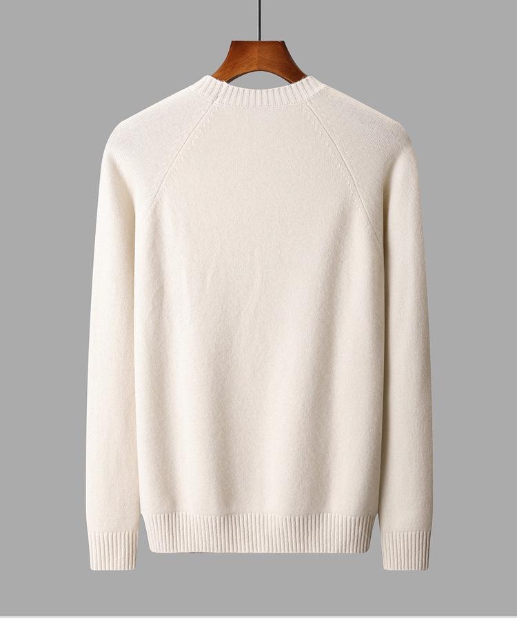 2025 Men's Pure Wool Round Neck Raglan Sweater - Thick, Loose Knit, Versatile Autumn/Winter Top