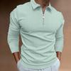 New Polo Shirt with Zipper and Stripes - Long-Sleeved Men's Polo Shirt