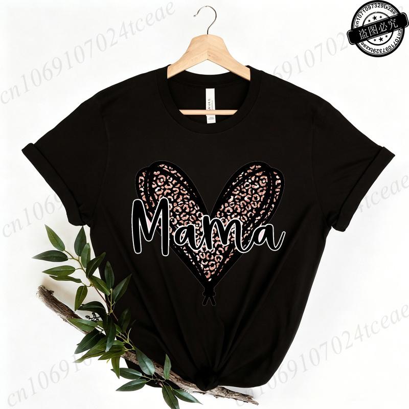 Women's Casual shirts Mama Leopard Print Women's Crewneck Casual Short Sleeve T-Shirt Summer Harajuku Streetwear Women Clothes