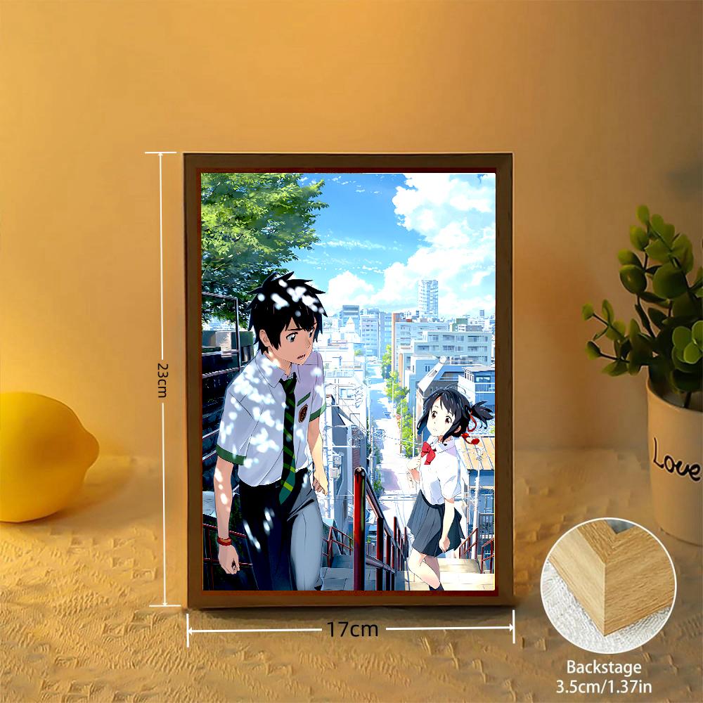 Your Name Light Painting Anime Night Light Photo Frame Cartoon Led Lights Bedroom Home Decor Ramadan 2025 Friend Gift Moon Lamp