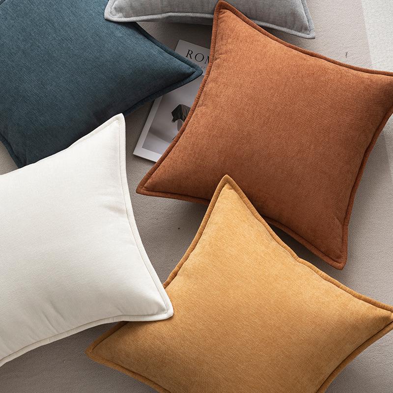 Nordic Solid Color Large Chenille Throw Pillow - Plush Sofa Cushion