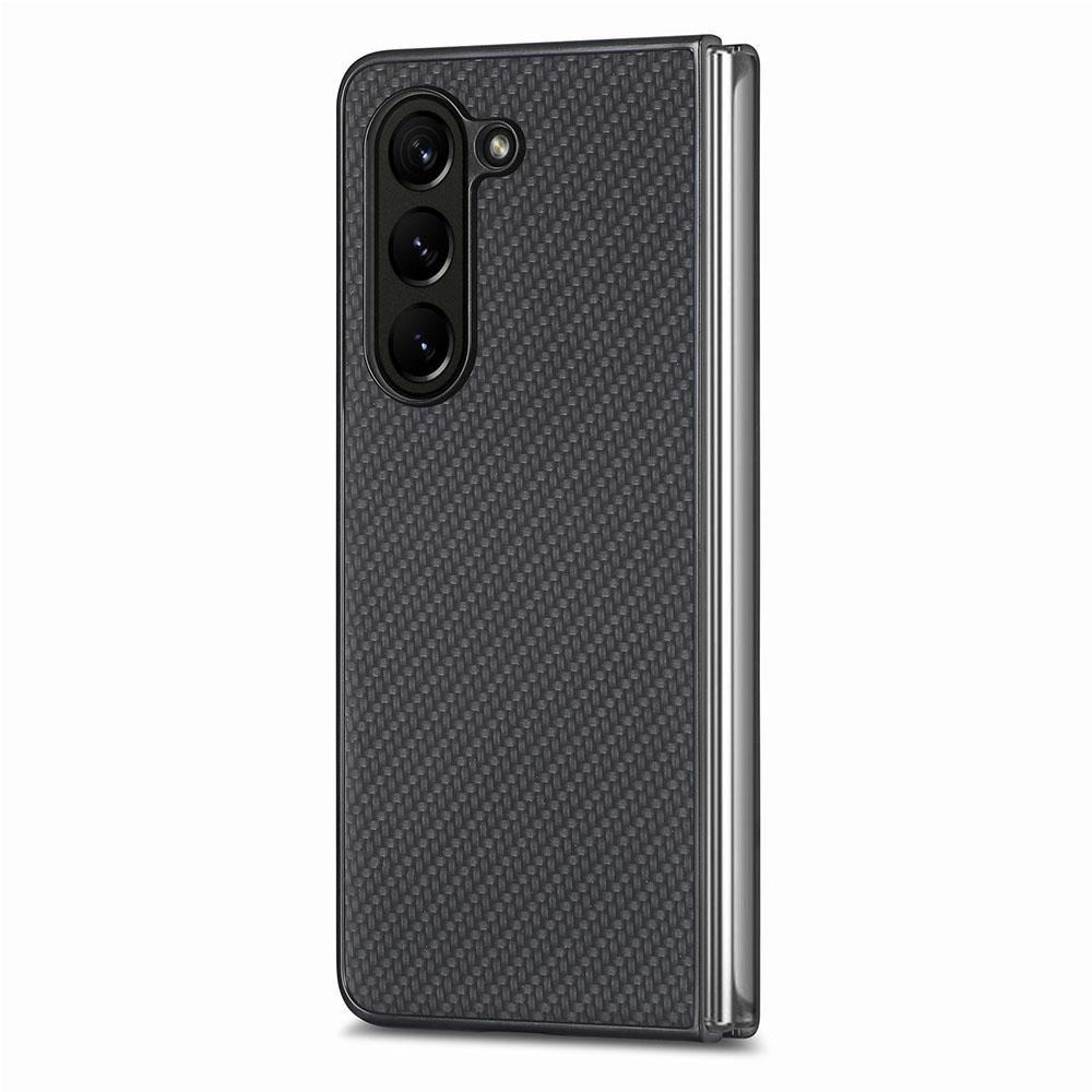 For Samsung Galaxy Z Fold5 5G Carbon Fiber Texture PU Leather+PC Case Precise Cutouts Phone Cover