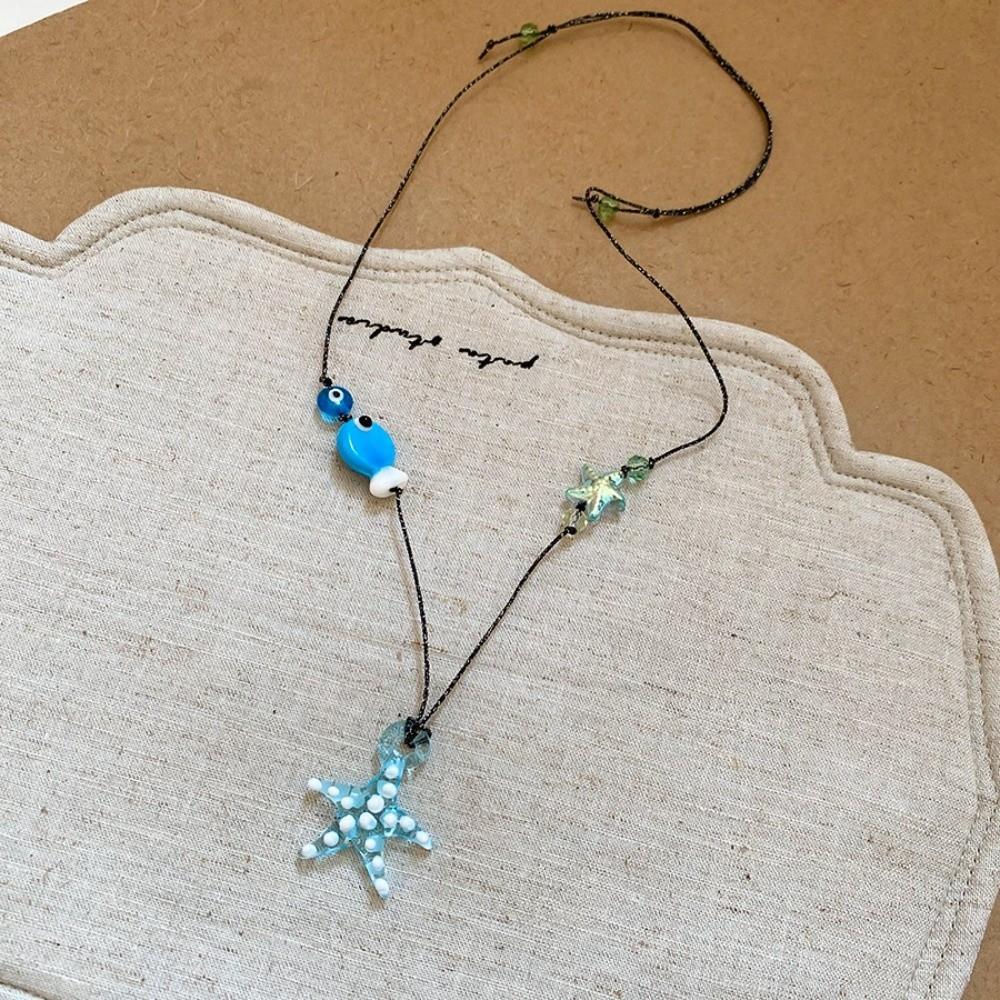 Starfish Ceramic Fish Pendant Ocean Sea Series Boho Ethnic Necklace Fish Starfish Necklace  Girls