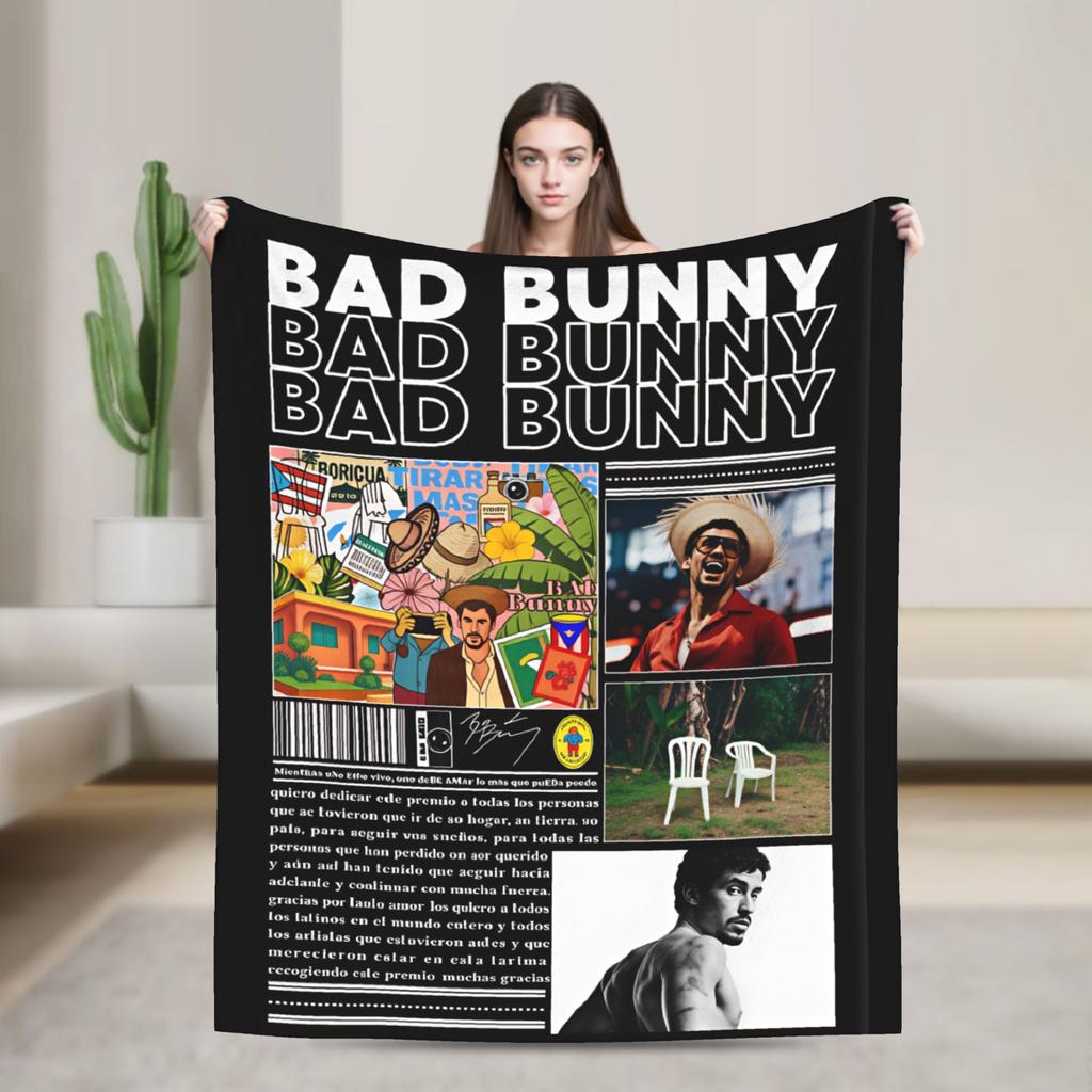 DTMF Mas Fotos Puerto Rico Frog Bad Bunny Album Blanket Soft Plush Throw Blanket For Kids Bedroom Flannel Bedspread Bed Cover