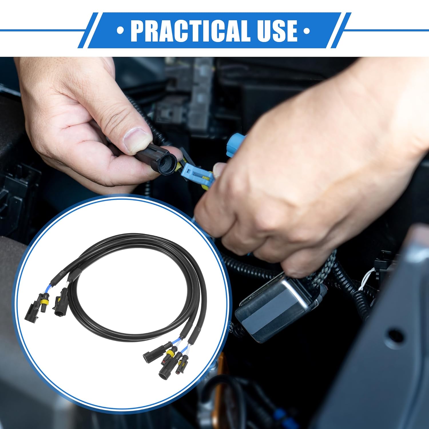 

2 Pcs HID Bulb Wire Extender Extension Cable for HID Bulbs to Ballast, Universal for Car Truck Durable Plastic Black