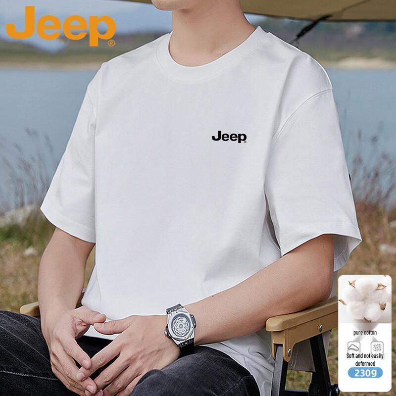 Jeep Męska bawełniana koszulka z krótkim rękawem, luźny krój