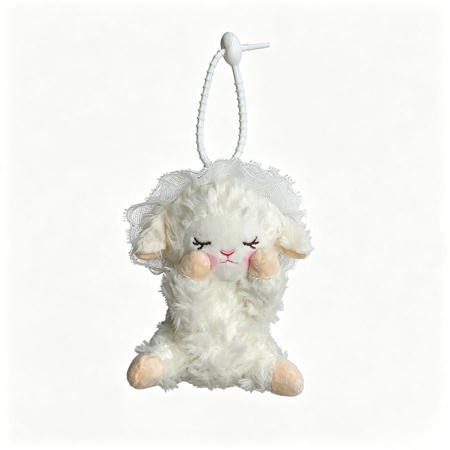 Plush Sheep Keychain With Tulle Headscarf Cute Animal Bag Charm For Kids Teen Gift